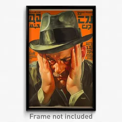 Hebrew Movie Poster - Man Feeling Delighted, Colorless Fedora (Israel Art Print)