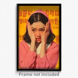 Thai Movie Poster - Woman Feeling Insulted, Gripping Pink Hoodie (Art Print)