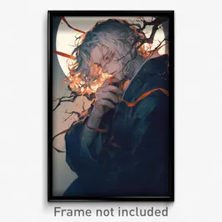 Anime Art Poster - Man Feeling Dispirited Wearing Drab Holding Ribbon (Print)