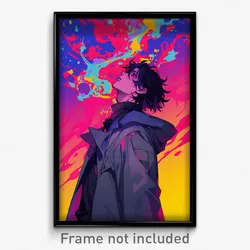 Anime Art Poster - Man Feeling Humility Wearing Modest Grey Coat (Print)
