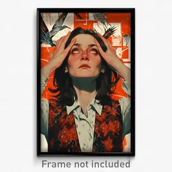 Icelandic Movie Poster - Woman Feeling Anticipation, Mysterious Red Vest (Print)