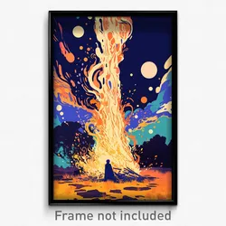 Art Poster - Unrealistic Bonfire (Psychedelic Trippy Weird 11x17 Print)