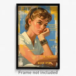 Greek Movie Poster - Girl Feeling Resignation, Posh Black Wristband (Art Print)