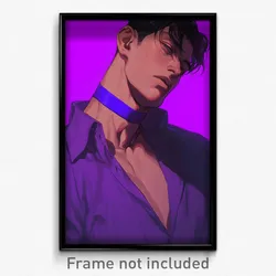 Anime Art Poster - Man Feeling Claustrophobic, Bright Purple Choker (Print)