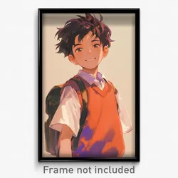 Art Poster - Boy Feeling Jealousy Wearing Purple Orange Vest (Art Print)