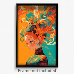 Anime Art Poster - Girl Feeling Adoration, Worldly Orange Hairband (Print)