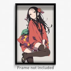 Anime Art Poster - Woman Feeling Thrilled, Spherical Frilled Legwear (Print)