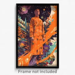 Movie Art Poster - Man Feeling Pleased, Odd Orange Dress (Retro Film Print)