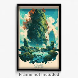 Icelandic Movie Poster - Leafy Stone (Iceland Psychedelic Art Retro Film Print)
