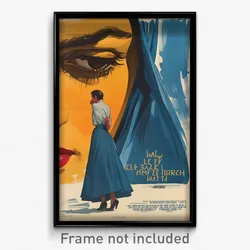 Greek Movie Poster - Man Feeling Discontentment, Curvy Blue Dress (Art Print)