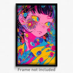 Anime Art Poster - Woman Feeling Rattled Wearing Gorgeous Buttons (Print)