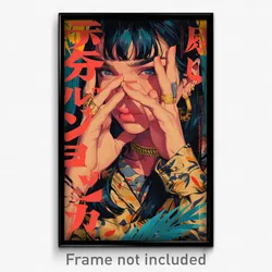 Korean Movie Poster - Girl Feeling Frustrated, Kaleidoscopic Side Slit Shorts