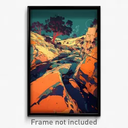 Art Poster - Orange Lagoon (Psychedelic Trippy Weird 11x17 Print)
