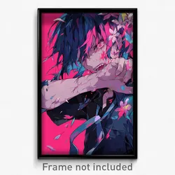 Anime Art Poster - Boy Feeling Aggressive Wearing Flowery Front Tie Top (Print)
