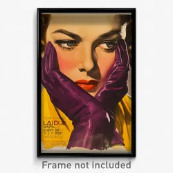 Greek Movie Poster - Woman Feeling Gratitude, Vivid Purple Gloves (Art Print)