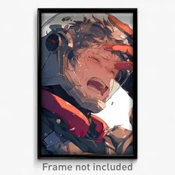 Anime Art Poster - Man Feeling Dumbstruck Wearing Different Visor Armor (Print)