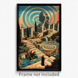 Greek Movie Poster - Squiggly Portal (Greece Psychedelic Art Retro Film Print)