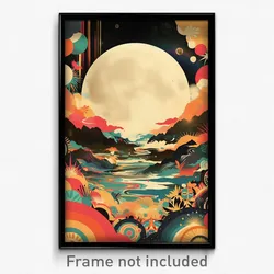 Icelandic Movie Poster - Blissful Moon (Iceland Retro Film Art Print)