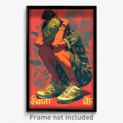 Bollywood Movie Poster - Girl Feeling Pity, Beautiful Green Shorts (Art Print)