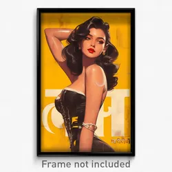 Bollywood Movie Poster - Woman Feeling Dislike, Drab Black Corset (Art Print)