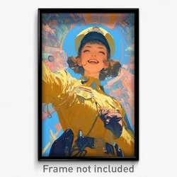 Movie Art Poster - Woman Feeling Bliss, Enchanted Police Uniform (Film Print)