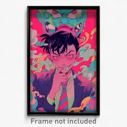 Anime Art Poster - Boy Feeling Delighted Wearing Grimy Striped Necktie (Print)