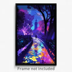 Art Poster - Haunted Avenue (Psychedelic Trippy Weird 11x17 Print)