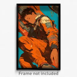 Anime Art Poster - Boy Feeling Self Motivated, Quizzical Orange Jumpsuit (Print)