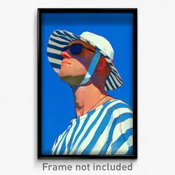 Art Poster - Man Feeling Self Confident, Flamboyant Striped Headwear (Print)