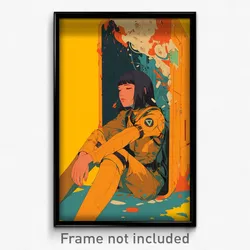 Movie Art Poster - Woman Feeling Stuck, Agile Yellow Bag (Retro Film Print)