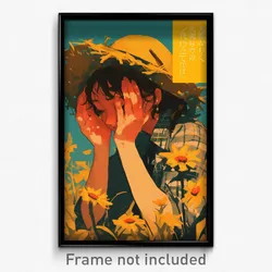 Icelandic Movie Poster - Girl Feeling Sadness, Messy Tulip Hat (Art Print)