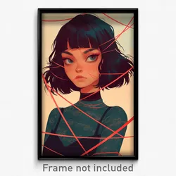 Art Poster - Girl Feeling Resentment Wearing Marvelous String (Art Print)