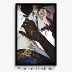 Anime Art Poster - Girl Feeling Longing Wearing Delightful Print Gloves (Print)