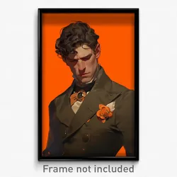 Art Poster - Man Feeling Humiliation Wearing Orange Brooch (Print)