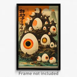 Japanese Movie Poster - Menacing Eggs (Japan Psychedelic Art Retro Film Print)