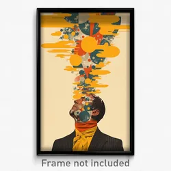 Movie Art Poster - Man Feeling Tension, Kaleidoscopic Yellow Neckerchief (Print)