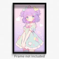 Anime Art Poster - Girl Feeling Obstinate Wearing Cute Medium Dress (Print)
