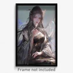 Anime Art Poster - Girl Feeling Woe Wearing Valuable Long Dress (Print)