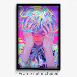 Anime Art Poster - Man Feeling Uneasiness, Remarkable Colored Stripes (Print)