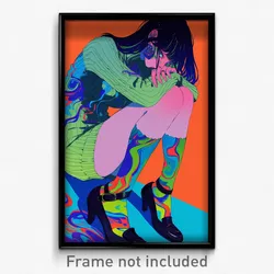 Anime Art Poster - Girl Feeling Patience Wearing Tidy Ribbed Legwear (Print)