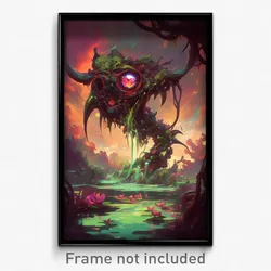 Art Poster - Zealous Pond (Psychedelic Trippy Weird 11x17 Cartoon Print)