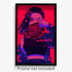 Art Poster - Woman Feeling Paranoid Wearing Curvy Red Neckerchief (Art Print)
