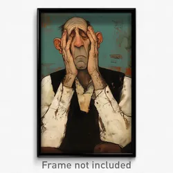 Art Poster - Man Feeling Exasperated Wearing Precious Holding Ribbon (Print)