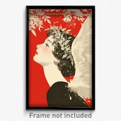 Greek Movie Poster - Girl Feeling Baffled, Beautiful Feathered Wings (Art Print)