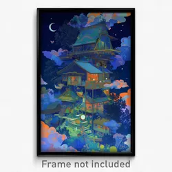 Art Poster - Little House (Psychedelic Trippy Weird 11x17 Cartoon Print)
