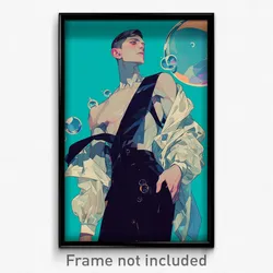 Art Poster - Man Feeling Epiphany Wearing Bubbly Two Tone Dress (Art Print)