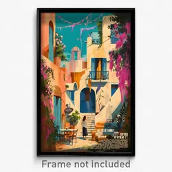 Greek Movie Poster - Square Courtyard (Greece Psychedelic Art Retro Film Print)