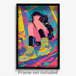Movie Art Poster - Girl Feeling Loopy, Athletic Frilled Socks (Retro Film Print)