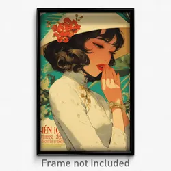 Vietnamese Movie Poster - Woman Feeling Tension, Antique Alt Clothes (Art Print)