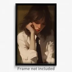 Art Poster - Girl Feeling Hopeless Wearing Ragged White Necktie (Print)